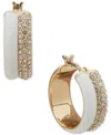 Karl Lagerfeld Gold-tone Small Pave & Color Double-row Hoop Earrings, 0.7"