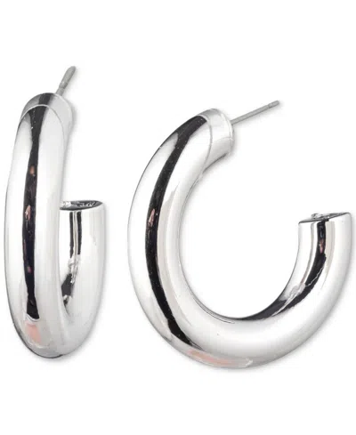 Karl Lagerfeld Gold-tone Small Tubular C-hoop Earrings In Metallic