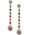 Karl Lagerfeld Gold-tone Stone & Crystal Fireball Linear Drop Earrings In Multi
