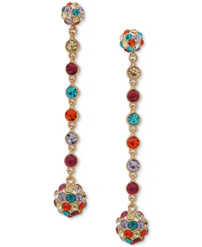 Karl Lagerfeld Gold-tone Stone & Crystal Fireball Linear Drop Earrings In Multi