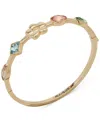 Karl Lagerfeld Gold-tone Stone & Flower Polished Bangle Bracelet In Multi