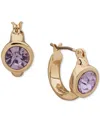 Karl Lagerfeld Gold-tone Stone Bezel Extra Small Huggie Hoop Earrings, 0.34" In Lavender