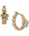 Karl Lagerfeld Gold-tone Stone Flower Chain Link Small Hoop Earrings, 0.51" In Crystal White