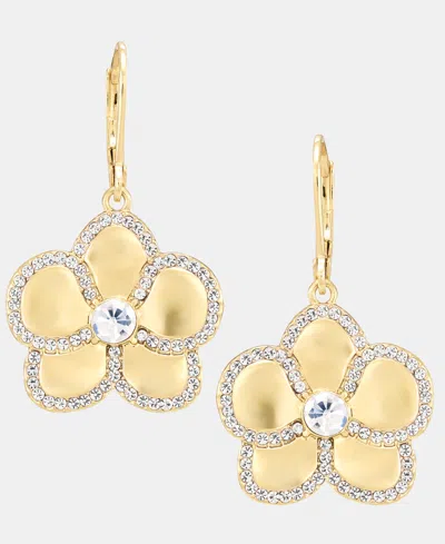 Karl Lagerfeld Gold-tone Pave Orchid Drop Earrings