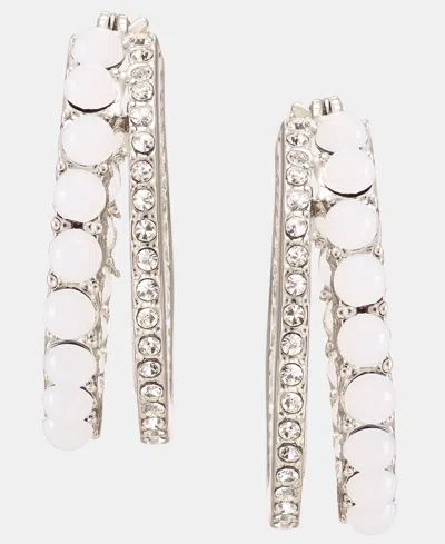 Karl Lagerfeld Gold-tone Turquoise Split Stone Hoop Earrings In Silver