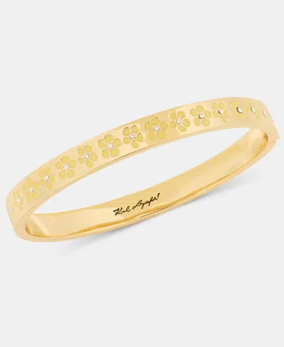 Karl Lagerfeld Gold-tone Yellow Flower Bangle Bracelet