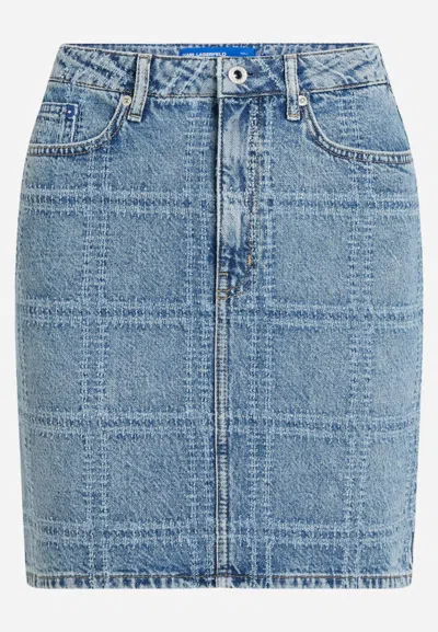 Karl Lagerfeld Gonna Klj Patchwork Denim Skirt In Blue