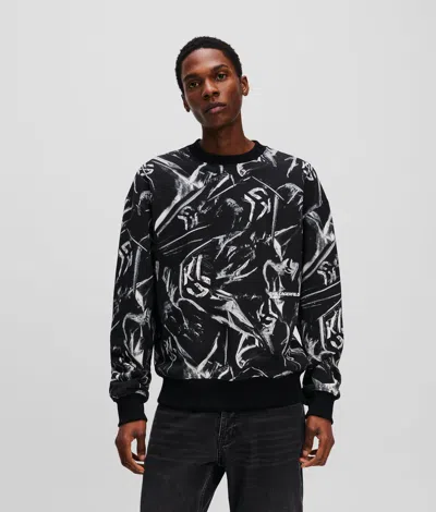 Karl Lagerfeld Graphic Klj Monogram Sweatshirt In Black