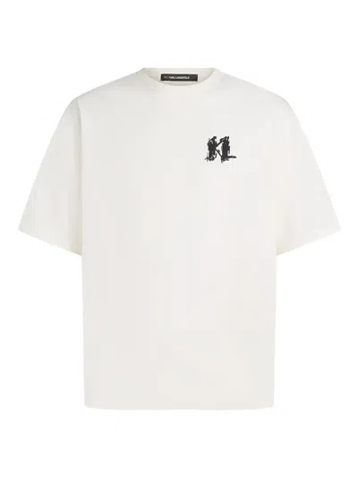 Karl Lagerfeld Graphic-logo T-shirt In Neutral