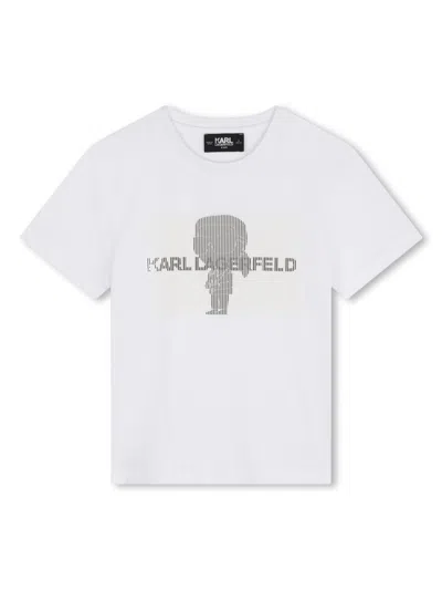 Karl Lagerfeld Kids' Graphic-print Cotton T-shirt In 白色