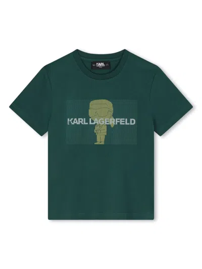 Karl Lagerfeld Kids' Graphic-print Cotton T-shirt In 绿色