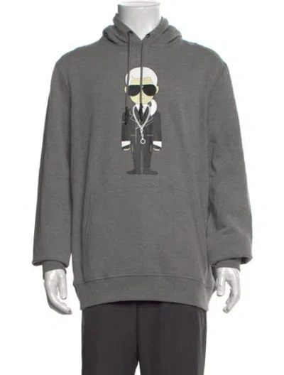 Pre-owned Karl Lagerfeld Graphic Print Crew Neck Hoodie In Grey