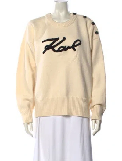 Pre-owned Karl Lagerfeld Graphic Print Crew Neck Sweater In Neutral