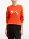 Karl Lagerfeld Graphic-print Crew-neck Sweater In Orange