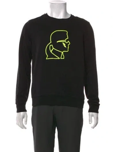 Pre-owned Karl Lagerfeld Graphic Print Crew Neck Sweatshirt In Black