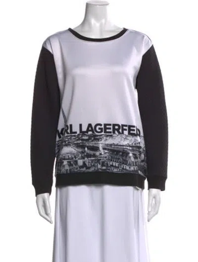 Pre-owned Karl Lagerfeld Graphic Print Crew Neck Sweatshirt In Black/white