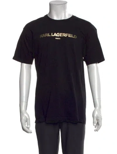 Pre-owned Karl Lagerfeld Graphic Print Crew Neck T-shirt In Black