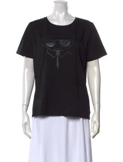 Pre-owned Karl Lagerfeld Graphic Print Crew Neck T-shirt In Black