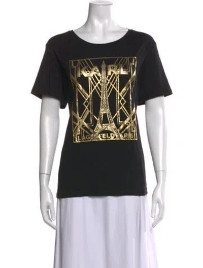 Pre-owned Karl Lagerfeld Graphic Print Crew Neck T-shirt In Black