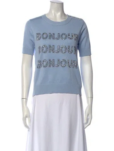 Pre-owned Karl Lagerfeld Graphic Print Crew Neck T-shirt In Blue