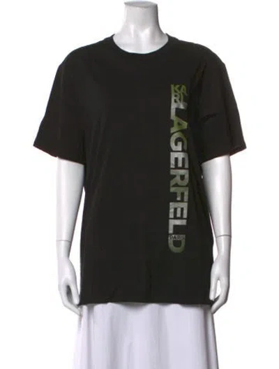 Pre-owned Karl Lagerfeld Graphic Print Crew Neck T-shirt W/ Tags In Black