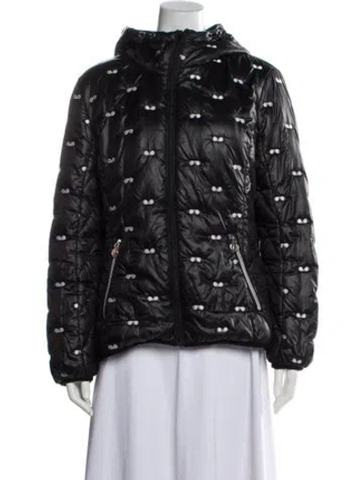 Pre-owned Karl Lagerfeld Graphic Print Down Jacket In Black