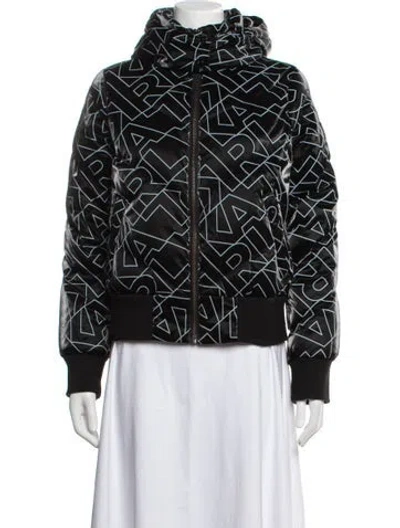 Pre-owned Karl Lagerfeld Graphic Print Down Jacket In Black