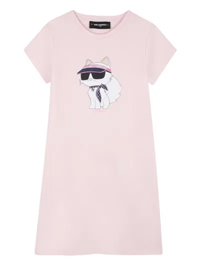Karl Lagerfeld Kids' Graphic-print Dress In Pink