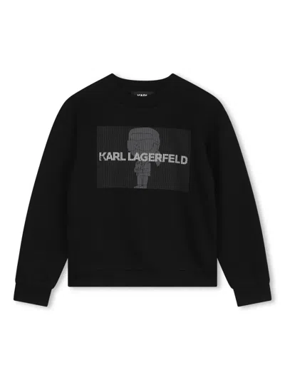 Karl Lagerfeld Kids' Graphic-print Fleece Sweatshirt In Black