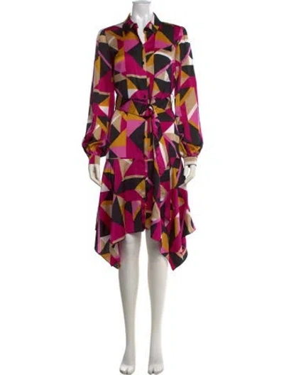 Pre-owned Karl Lagerfeld Graphic Print Midi Length Dress In Pink