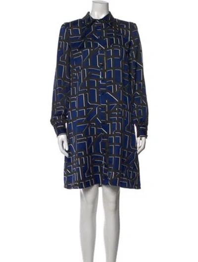 Pre-owned Karl Lagerfeld Graphic Print Mini Dress In Blue