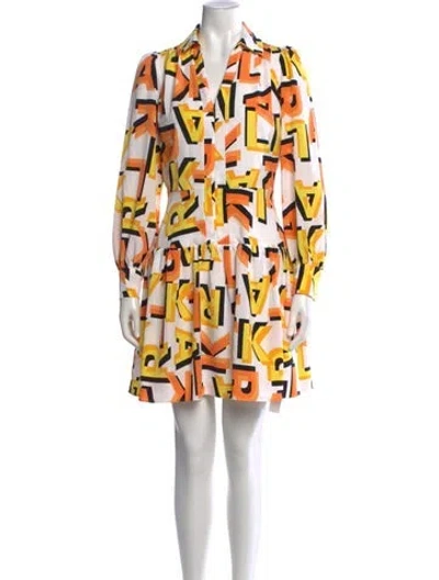 Pre-owned Karl Lagerfeld Graphic Print Mini Dress In Orange