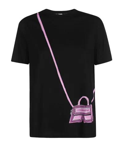 Karl Lagerfeld Graphic-print Organic-cotton T-shirt In Black