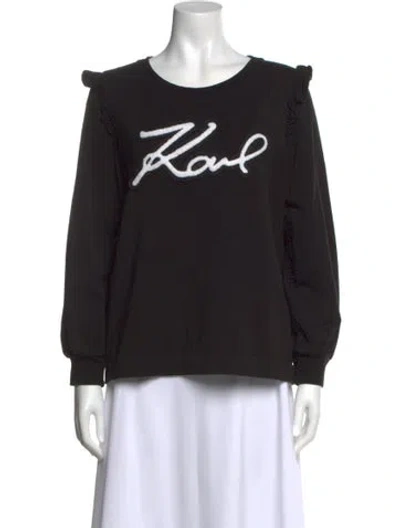 Pre-owned Karl Lagerfeld Graphic Print Scoop Neck Sweatshirt In Black