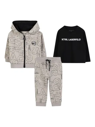 Karl Lagerfeld Babies' Graphic-print Striped Tracksuit Set (set Of Three) In Multi