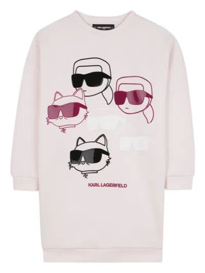 Karl Lagerfeld Kids' Graphic-print Sweatshirt Dress In Pink