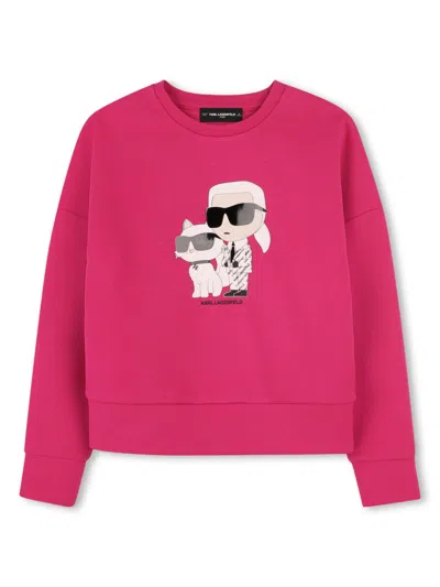 Karl Lagerfeld Kids' Graphic-print Sweatshirt In Rosa