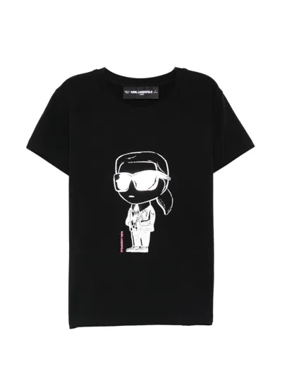 Karl Lagerfeld Kids' Graphic Print T-shirt In Black