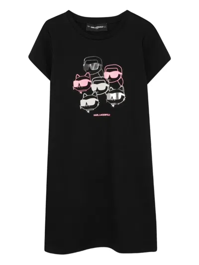 Karl Lagerfeld Kids' Graphic T-shirt Dress In Black