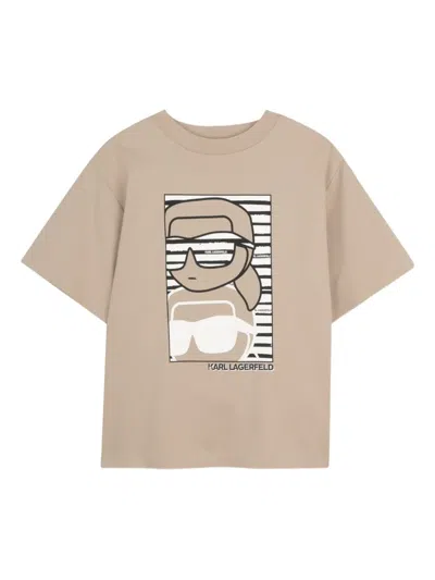 Karl Lagerfeld Kids' Graphic T-shirt In Brown
