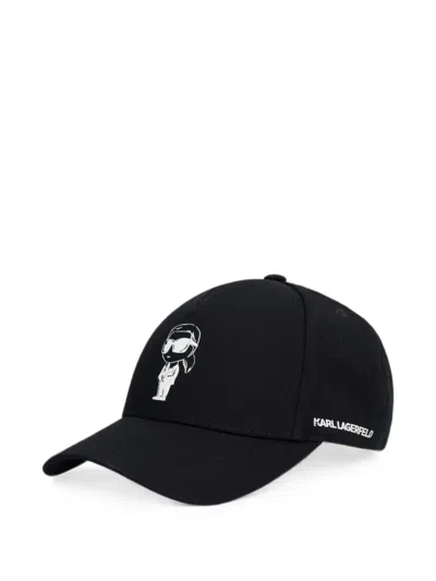 Karl Lagerfeld Graphic-print Cotton Baseball Cap In Black