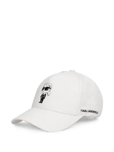 Karl Lagerfeld Graphic-print Cotton Baseball Cap In White