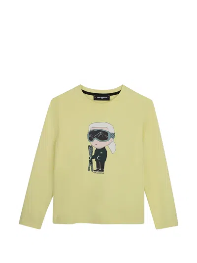 Karl Lagerfeld Kids' Graphic-print Long-sleeve T-shirt In Green
