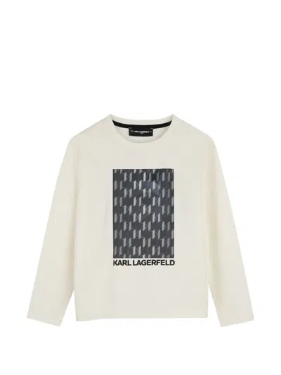 Karl Lagerfeld Kids' Graphic-print Long-sleeve T-shirt In Neutral