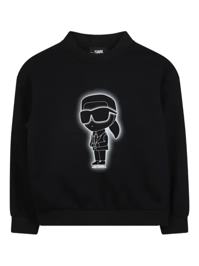 Karl Lagerfeld Kids' Graphic-print Sweatshirt In Black