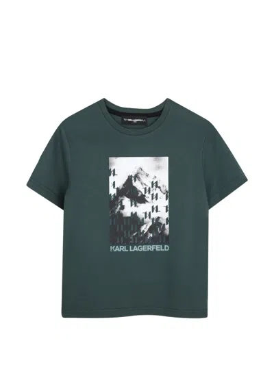 Karl Lagerfeld Kids' Graphic-print T-shirt In Green