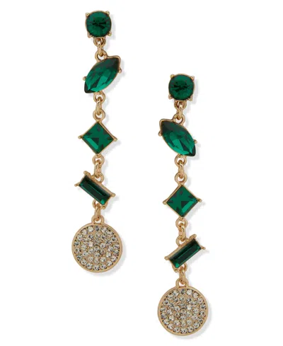 Karl Lagerfeld Green Stone Linear Earrings