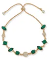 Karl Lagerfeld Green Stone Slider Bracelet In Gold