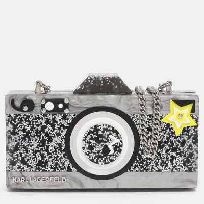 Karl Lagerfeld Grey Acrylic Seventees Camera Clutch In Multi