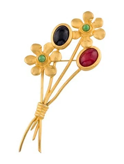 Pre-owned Karl Lagerfeld Gripoix Bouquet Brooch In Multi